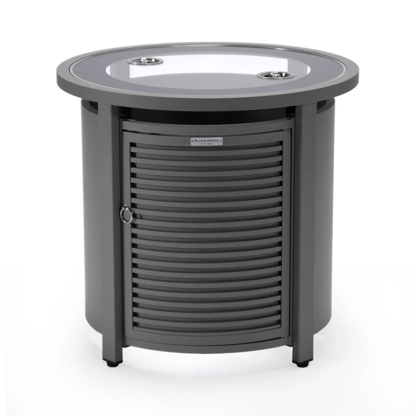 Walbrooke Outdoor Patio Round Fire Pit and Tank Holder with Slats Design - Elax Furniture
