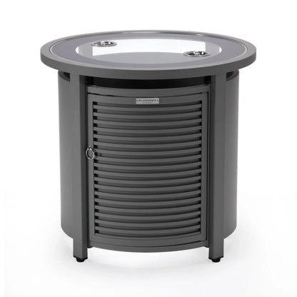 Walbrooke Outdoor Patio Round Fire Pit and Tank Holder with Slats Design - Elax Furniture