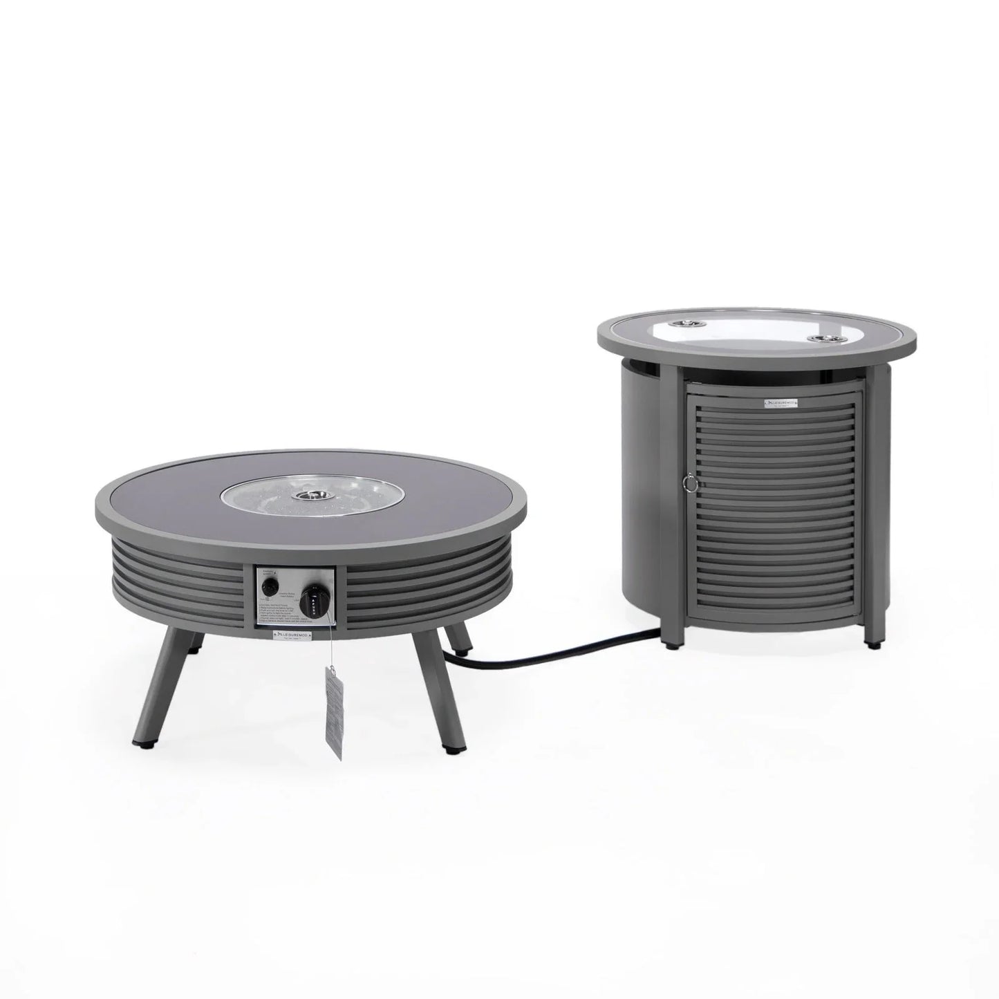 Walbrooke Outdoor Patio Round Fire Pit and Tank Holder with Slats Design - Elax Furniture