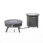 Walbrooke Outdoor Patio Round Fire Pit and Tank Holder with Slats Design - Elax Furniture
