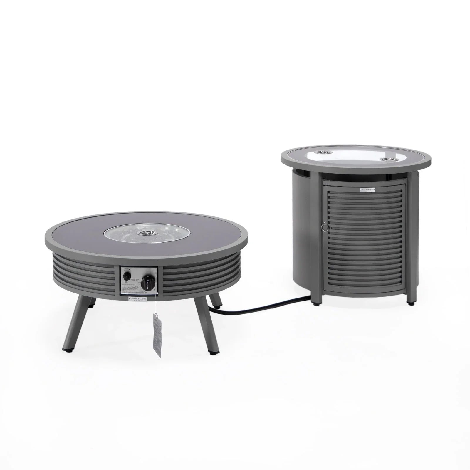 Walbrooke Outdoor Patio Round Fire Pit and Tank Holder with Slats Design - Elax Furniture