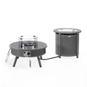 Walbrooke Outdoor Patio Round Fire Pit and Tank Holder with Slats Design - Elax Furniture