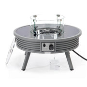 Walbrooke Modern Outdoor Round Fire Pit Table with Powder-Coated Aliuminum Frame and Slats Design - Elax Furniture