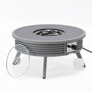 Walbrooke Modern Outdoor Round Fire Pit Table with Powder-Coated Aliuminum Frame and Slats Design - Elax Furniture