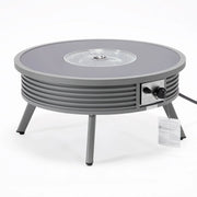 Walbrooke Modern Outdoor Round Fire Pit Table with Powder-Coated Aliuminum Frame and Slats Design - Elax Furniture
