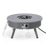 Walbrooke Modern Outdoor Round Fire Pit Table with Powder-Coated Aliuminum Frame and Slats Design - Elax Furniture