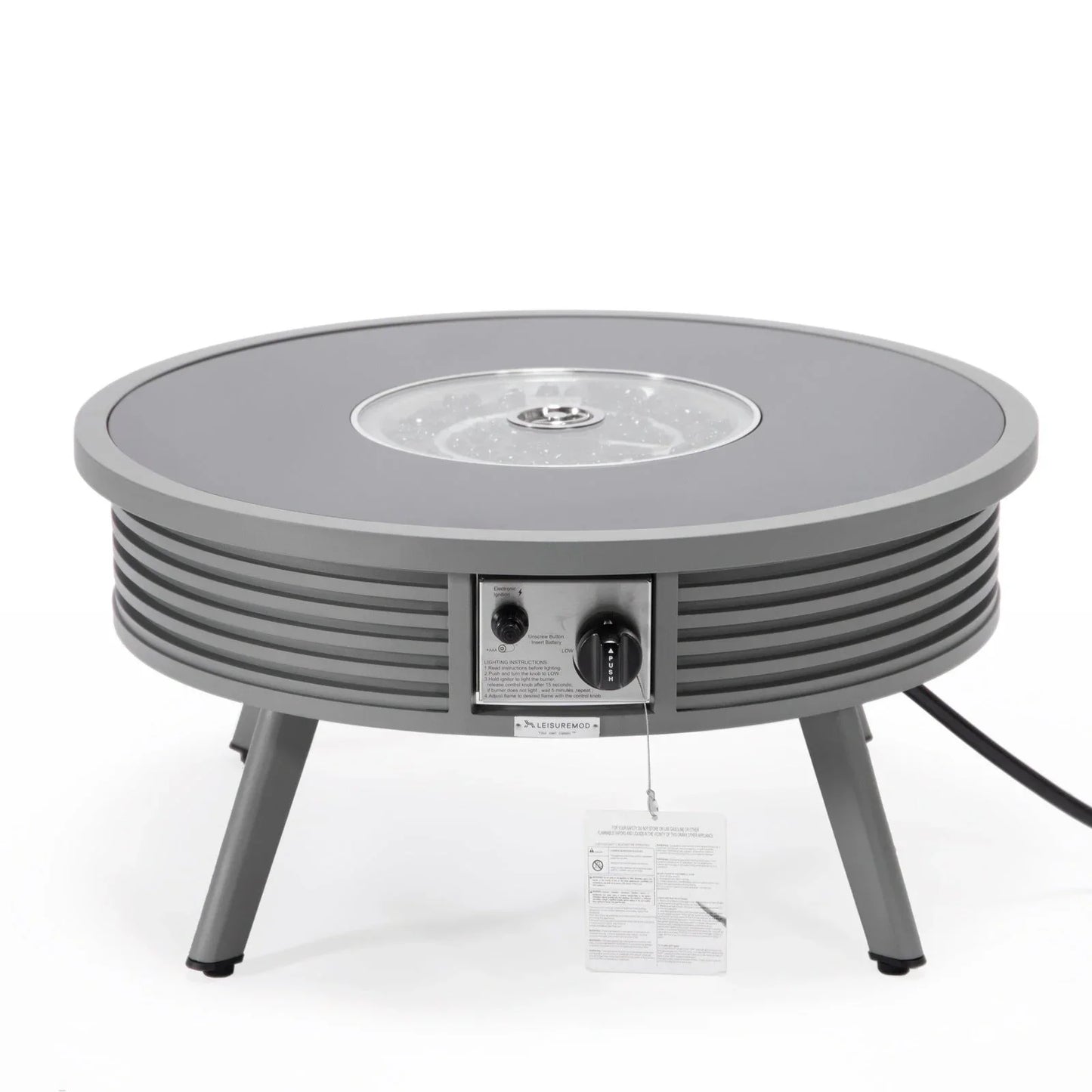 Walbrooke Modern Outdoor Round Fire Pit Table with Powder-Coated Aliuminum Frame and Slats Design - Elax Furniture