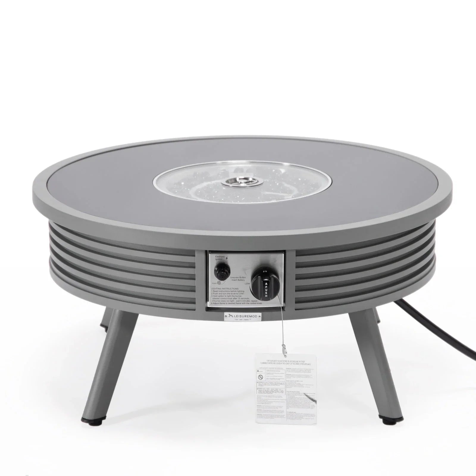 Walbrooke Modern Outdoor Round Fire Pit Table with Powder-Coated Aliuminum Frame and Slats Design - Elax Furniture