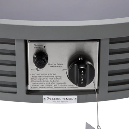 Walbrooke Modern Outdoor Round Fire Pit Table with Powder-Coated Aliuminum Frame and Slats Design - Elax Furniture