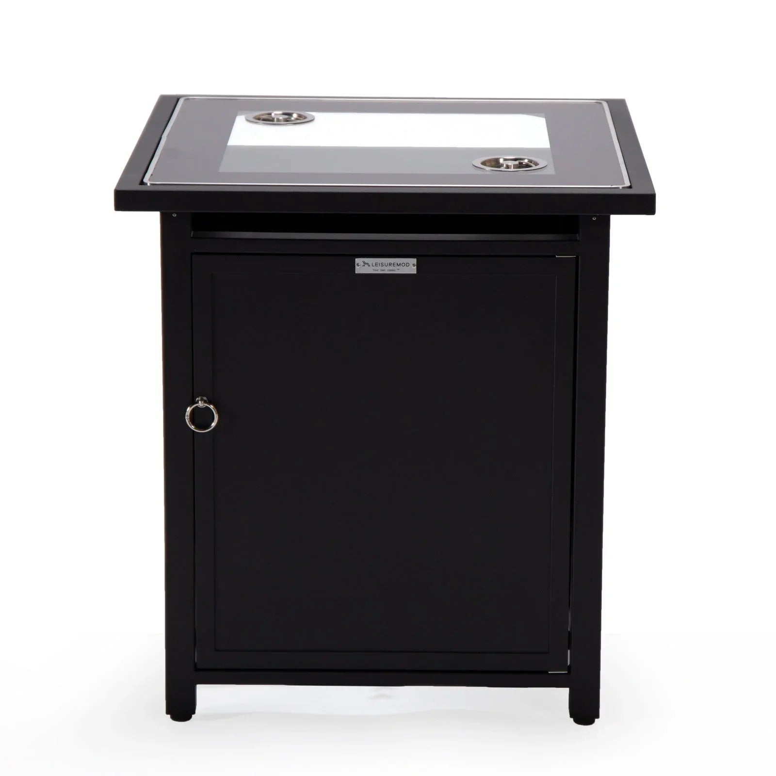 Walbrooke Modern Square Tank Holder Table with Tempered Glass Top and Powder Coated Aluminum - Elax Furniture