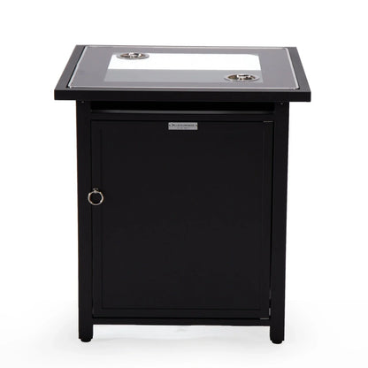 Walbrooke Modern Square Tank Holder Table with Tempered Glass Top and Powder Coated Aluminum - Elax Furniture