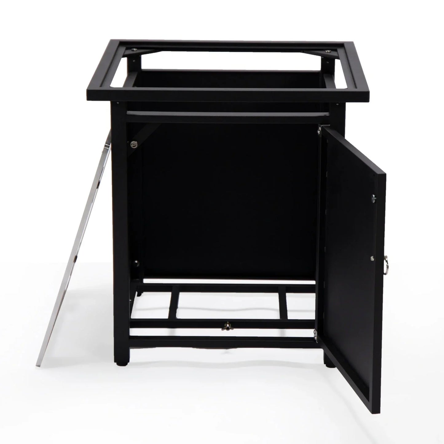 Walbrooke Modern Square Tank Holder Table with Tempered Glass Top and Powder Coated Aluminum - Elax Furniture