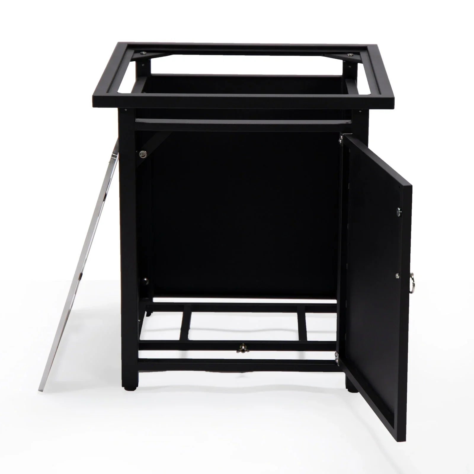 Walbrooke Modern Square Tank Holder Table with Tempered Glass Top and Powder Coated Aluminum - Elax Furniture