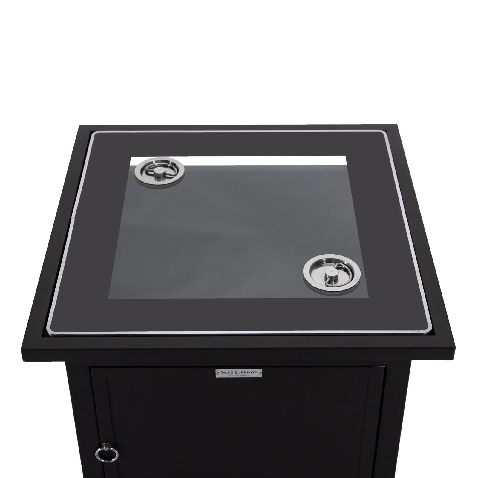 Walbrooke Modern Square Tank Holder Table with Tempered Glass Top and Powder Coated Aluminum - Elax Furniture