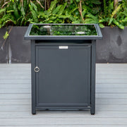 Walbrooke Modern Square Tank Holder Table with Tempered Glass Top and Powder Coated Aluminum - Elax Furniture