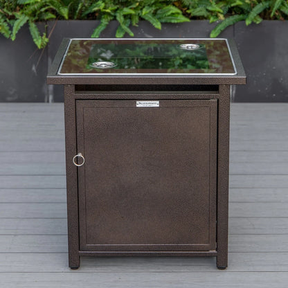 Walbrooke Modern Square Tank Holder Table with Tempered Glass Top and Powder Coated Aluminum - Elax Furniture