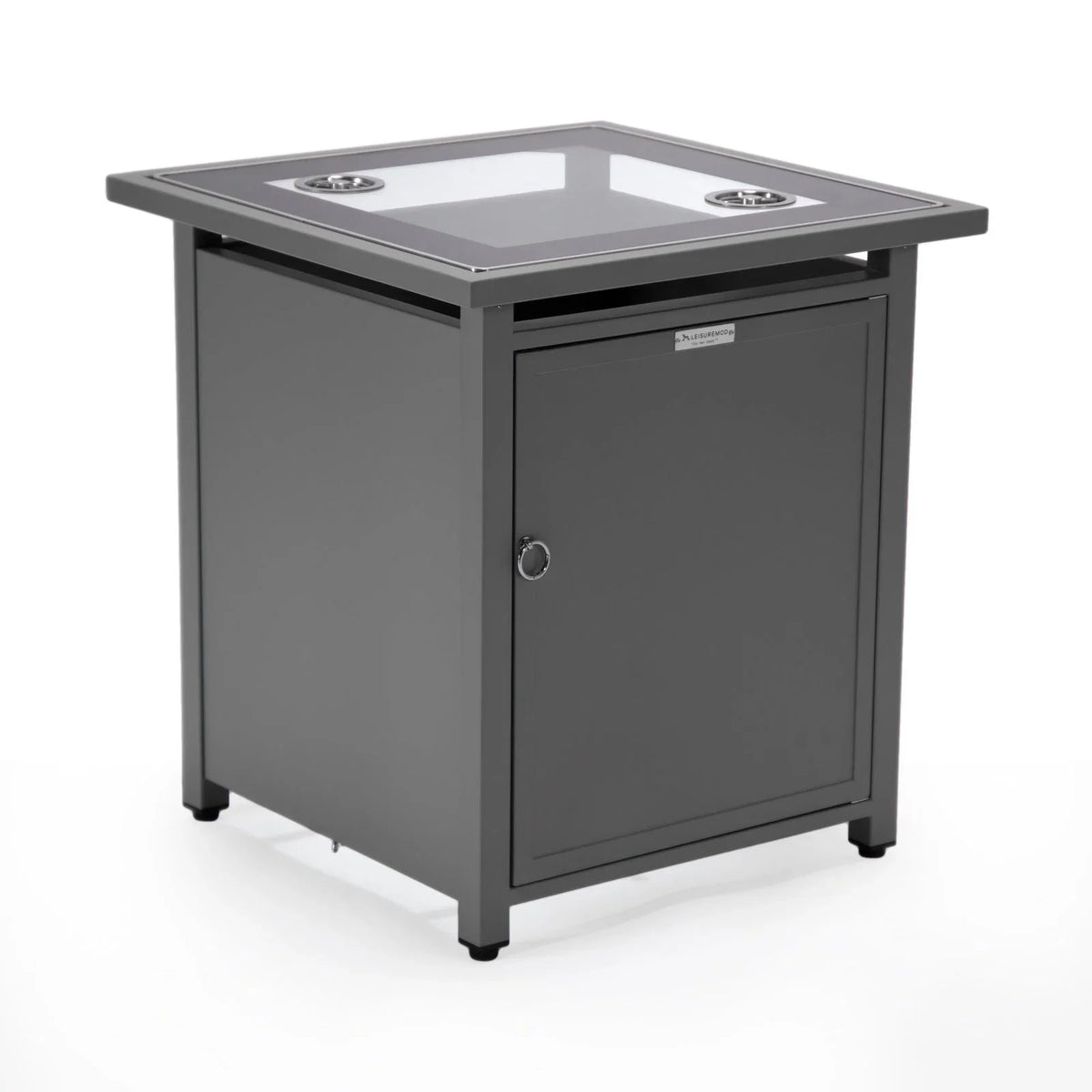 Walbrooke Modern Square Tank Holder Table with Tempered Glass Top and Powder Coated Aluminum - Elax Furniture