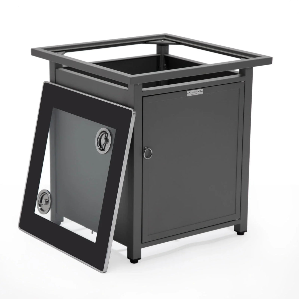 Walbrooke Modern Square Tank Holder Table with Tempered Glass Top and Powder Coated Aluminum - Elax Furniture