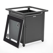 Walbrooke Modern Square Tank Holder Table with Tempered Glass Top and Powder Coated Aluminum - Elax Furniture