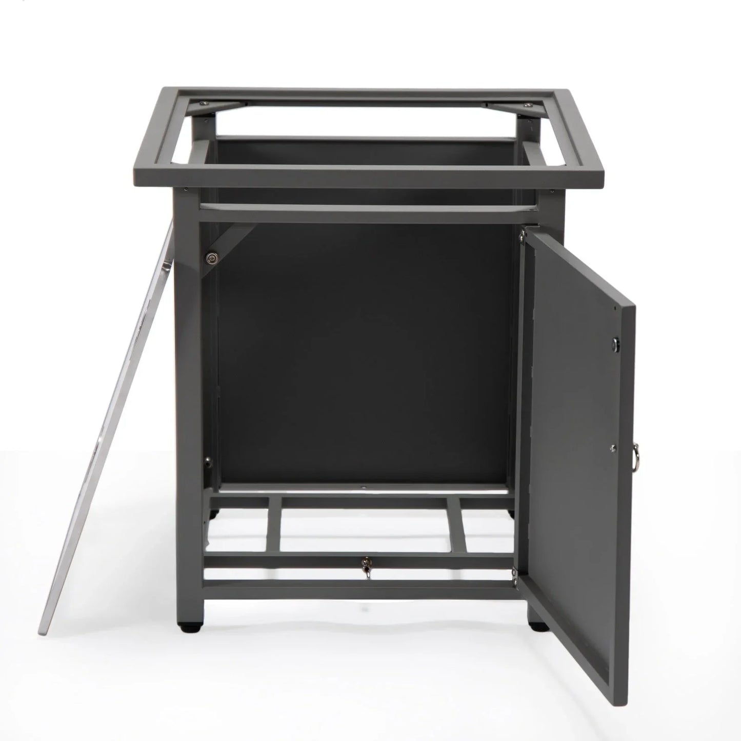 Walbrooke Modern Square Tank Holder Table with Tempered Glass Top and Powder Coated Aluminum - Elax Furniture