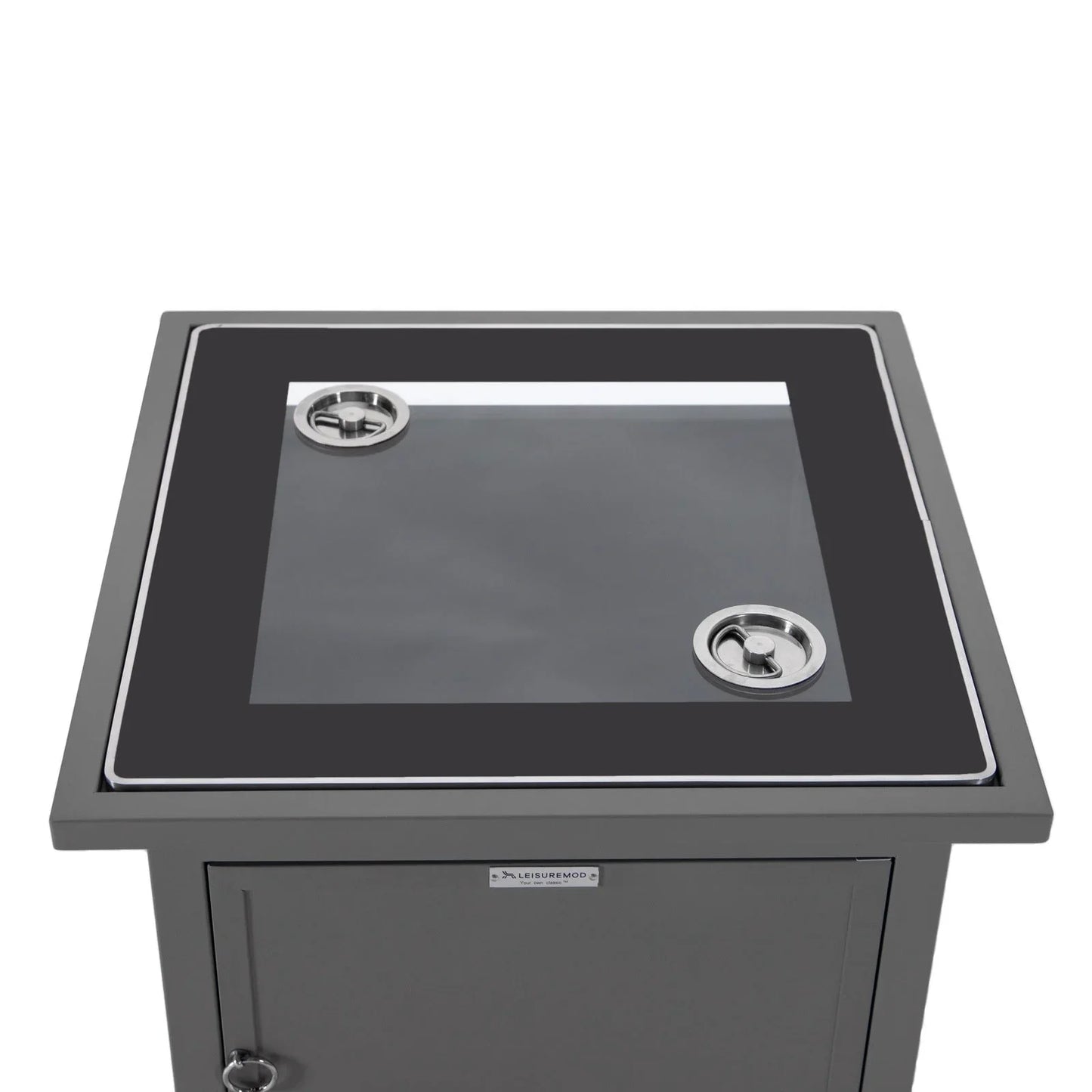 Walbrooke Modern Square Tank Holder Table with Tempered Glass Top and Powder Coated Aluminum - Elax Furniture