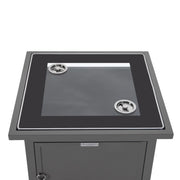 Walbrooke Modern Square Tank Holder Table with Tempered Glass Top and Powder Coated Aluminum - Elax Furniture
