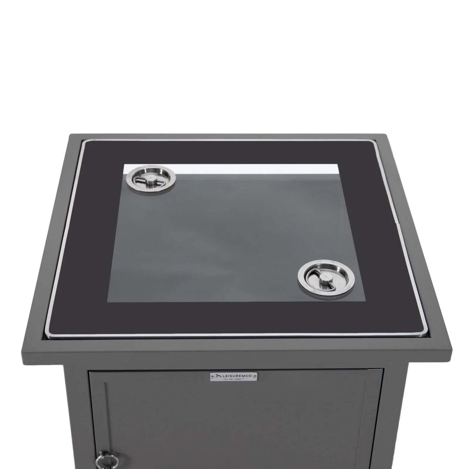 Walbrooke Modern Square Tank Holder Table with Tempered Glass Top and Powder Coated Aluminum - Elax Furniture