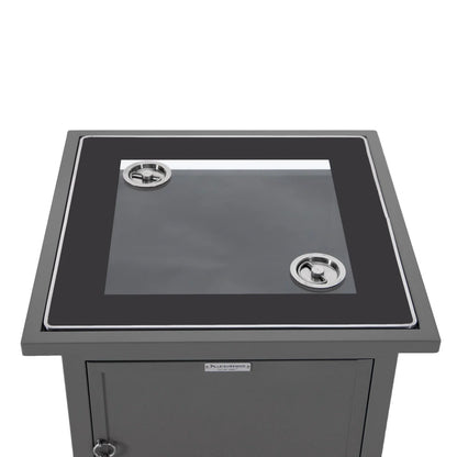 Walbrooke Modern Square Tank Holder Table with Tempered Glass Top and Powder Coated Aluminum - Elax Furniture