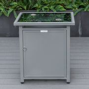 Walbrooke Modern Square Tank Holder Table with Tempered Glass Top and Powder Coated Aluminum - Elax Furniture