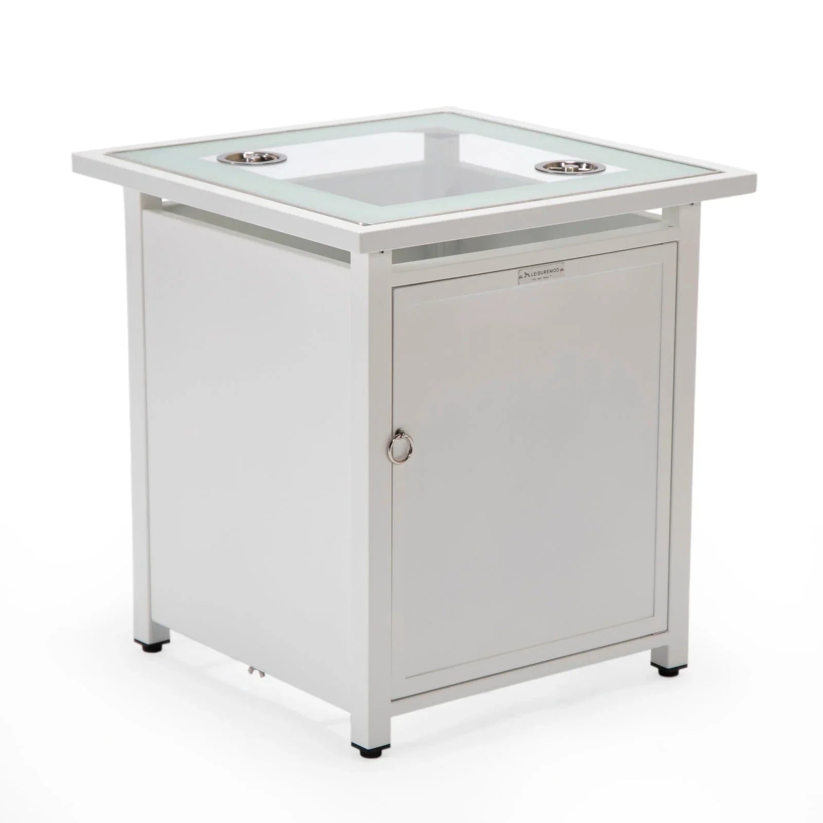 Walbrooke Modern Square Tank Holder Table with Tempered Glass Top and Powder Coated Aluminum - Elax Furniture