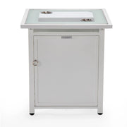 Walbrooke Modern Square Tank Holder Table with Tempered Glass Top and Powder Coated Aluminum - Elax Furniture