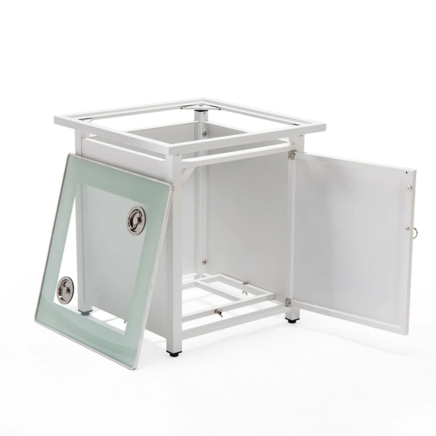 Walbrooke Modern Square Tank Holder Table with Tempered Glass Top and Powder Coated Aluminum - Elax Furniture