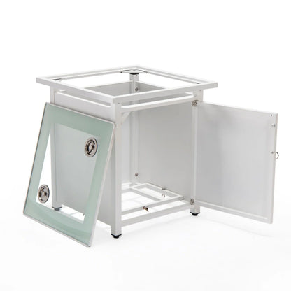 Walbrooke Modern Square Tank Holder Table with Tempered Glass Top and Powder Coated Aluminum - Elax Furniture