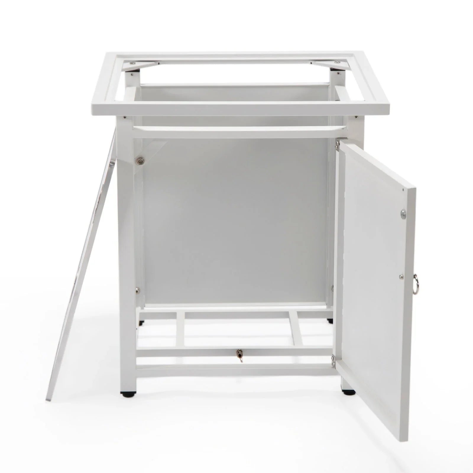 Walbrooke Modern Square Tank Holder Table with Tempered Glass Top and Powder Coated Aluminum - Elax Furniture