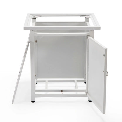 Walbrooke Modern Square Tank Holder Table with Tempered Glass Top and Powder Coated Aluminum - Elax Furniture