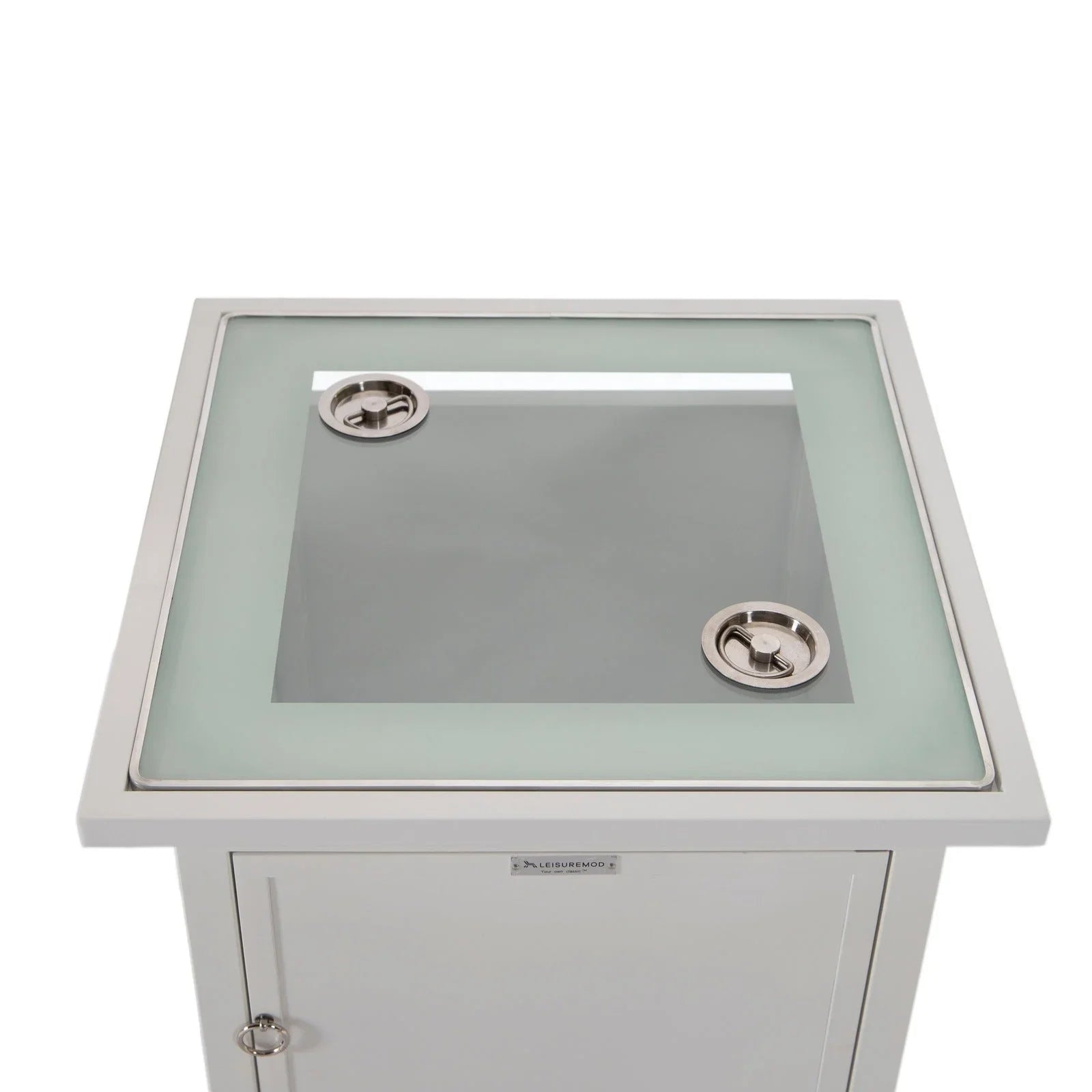Walbrooke Modern Square Tank Holder Table with Tempered Glass Top and Powder Coated Aluminum - Elax Furniture