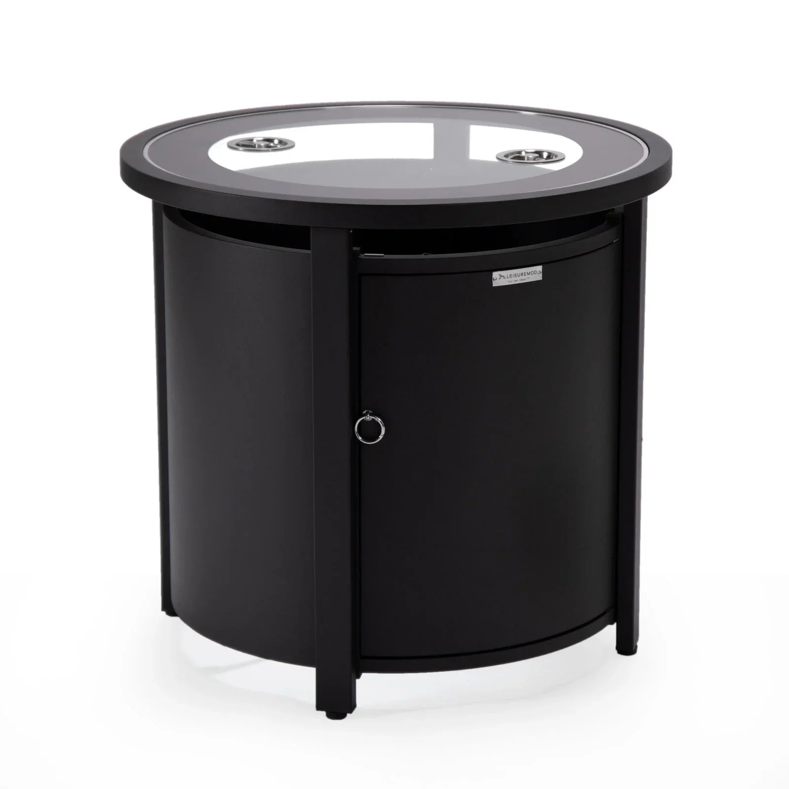 Walbrooke Modern Round Tank Holder Table with Tempered Glass Top and Powder Coated Aluminum - Elax Furniture