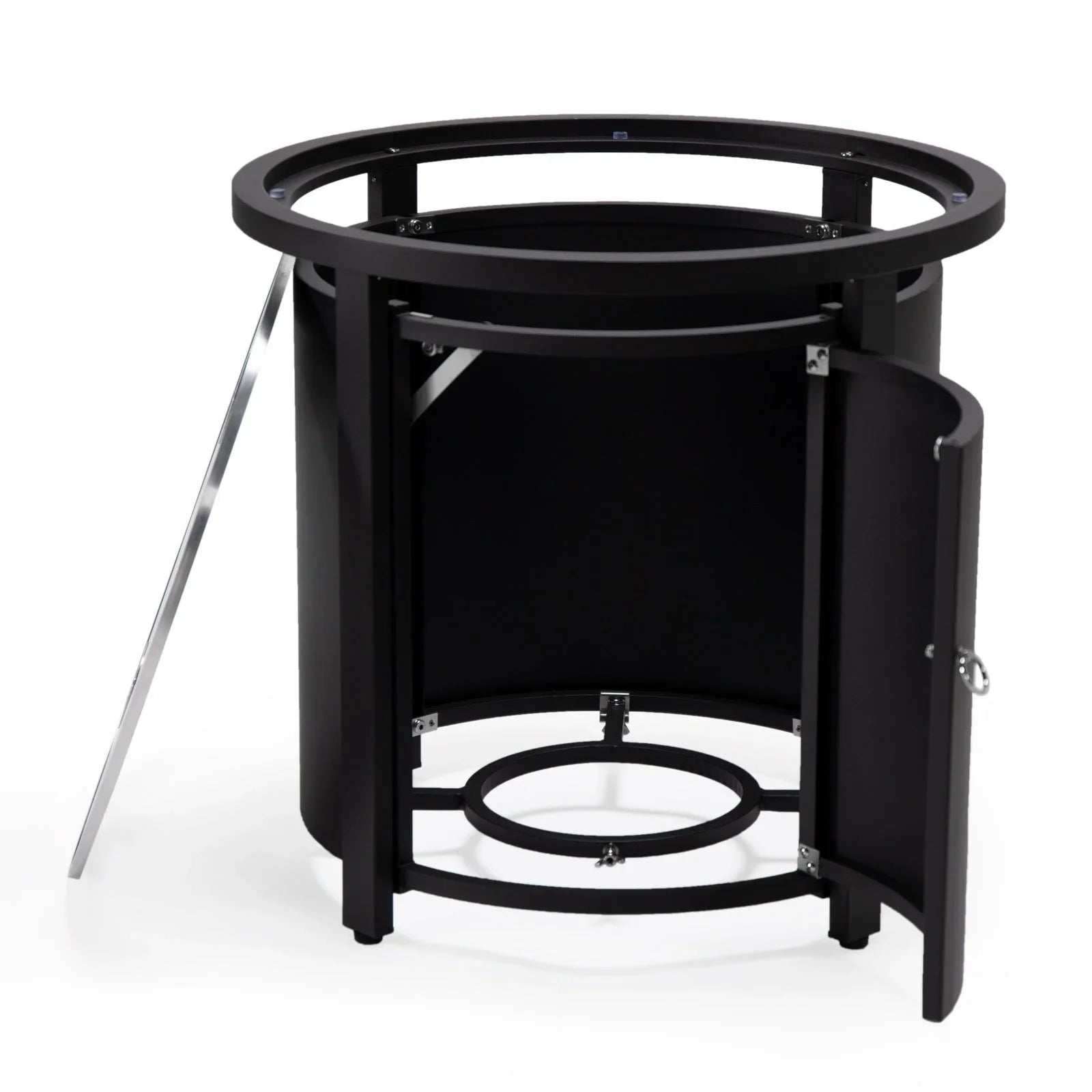 Walbrooke Modern Round Tank Holder Table with Tempered Glass Top and Powder Coated Aluminum - Elax Furniture