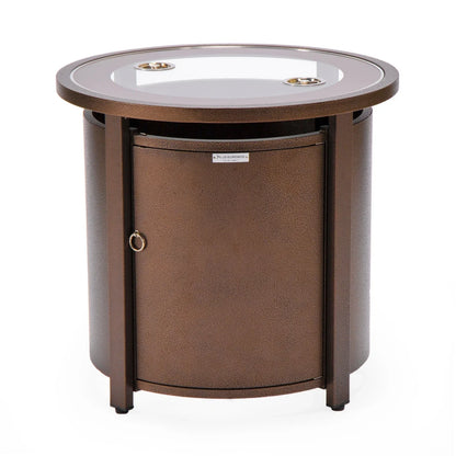 Walbrooke Modern Round Tank Holder Table with Tempered Glass Top and Powder Coated Aluminum - Elax Furniture