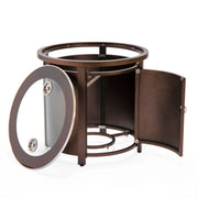 Walbrooke Modern Round Tank Holder Table with Tempered Glass Top and Powder Coated Aluminum - Elax Furniture