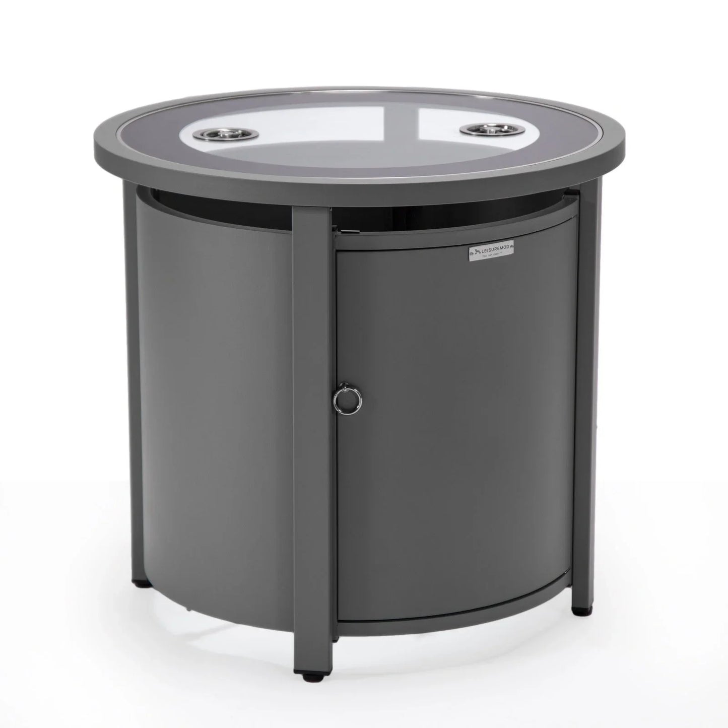 Walbrooke Modern Round Tank Holder Table with Tempered Glass Top and Powder Coated Aluminum - Elax Furniture