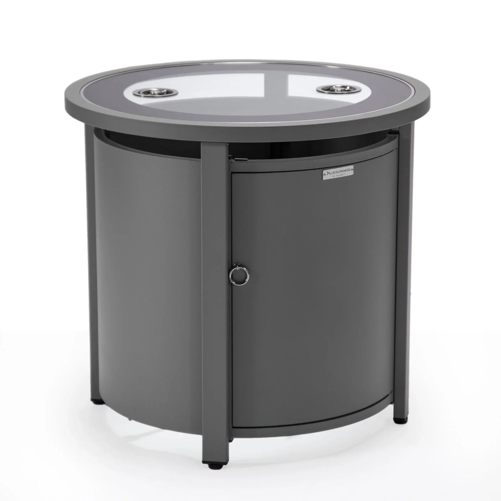 Walbrooke Modern Round Tank Holder Table with Tempered Glass Top and Powder Coated Aluminum - Elax Furniture