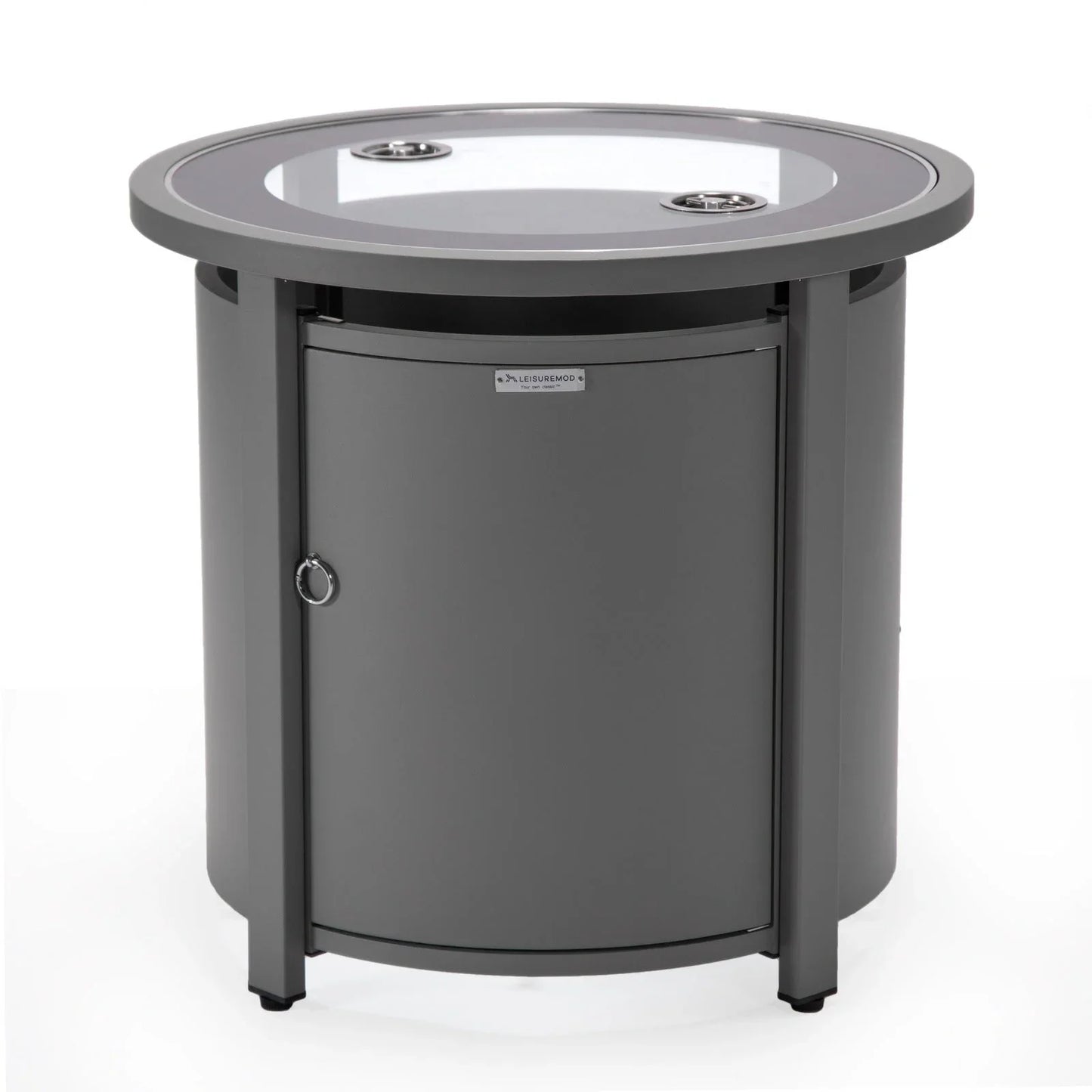 Walbrooke Modern Round Tank Holder Table with Tempered Glass Top and Powder Coated Aluminum - Elax Furniture