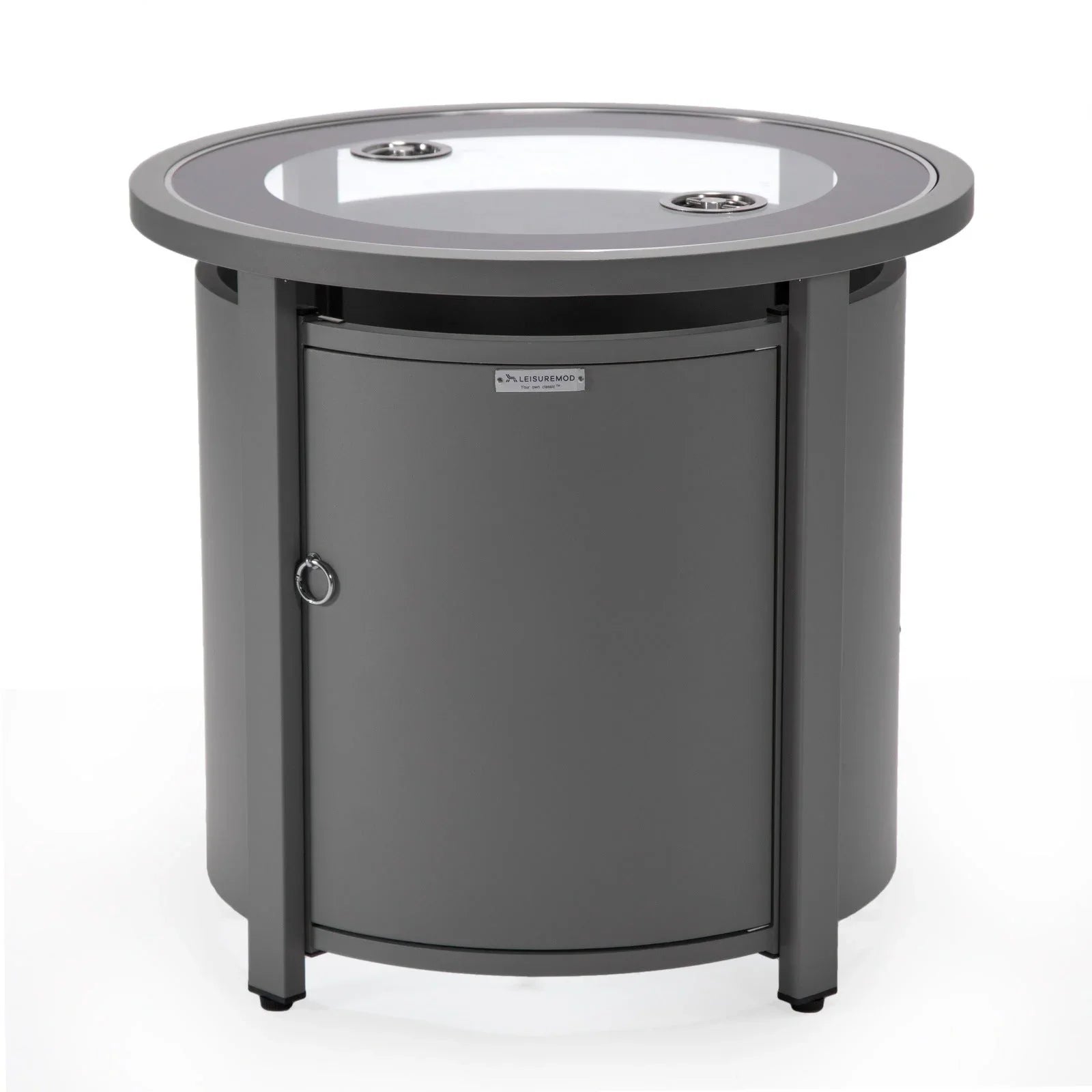 Walbrooke Modern Round Tank Holder Table with Tempered Glass Top and Powder Coated Aluminum - Elax Furniture