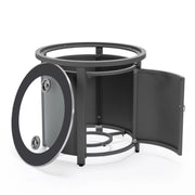 Walbrooke Modern Round Tank Holder Table with Tempered Glass Top and Powder Coated Aluminum - Elax Furniture