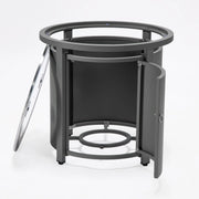 Walbrooke Modern Round Tank Holder Table with Tempered Glass Top and Powder Coated Aluminum - Elax Furniture