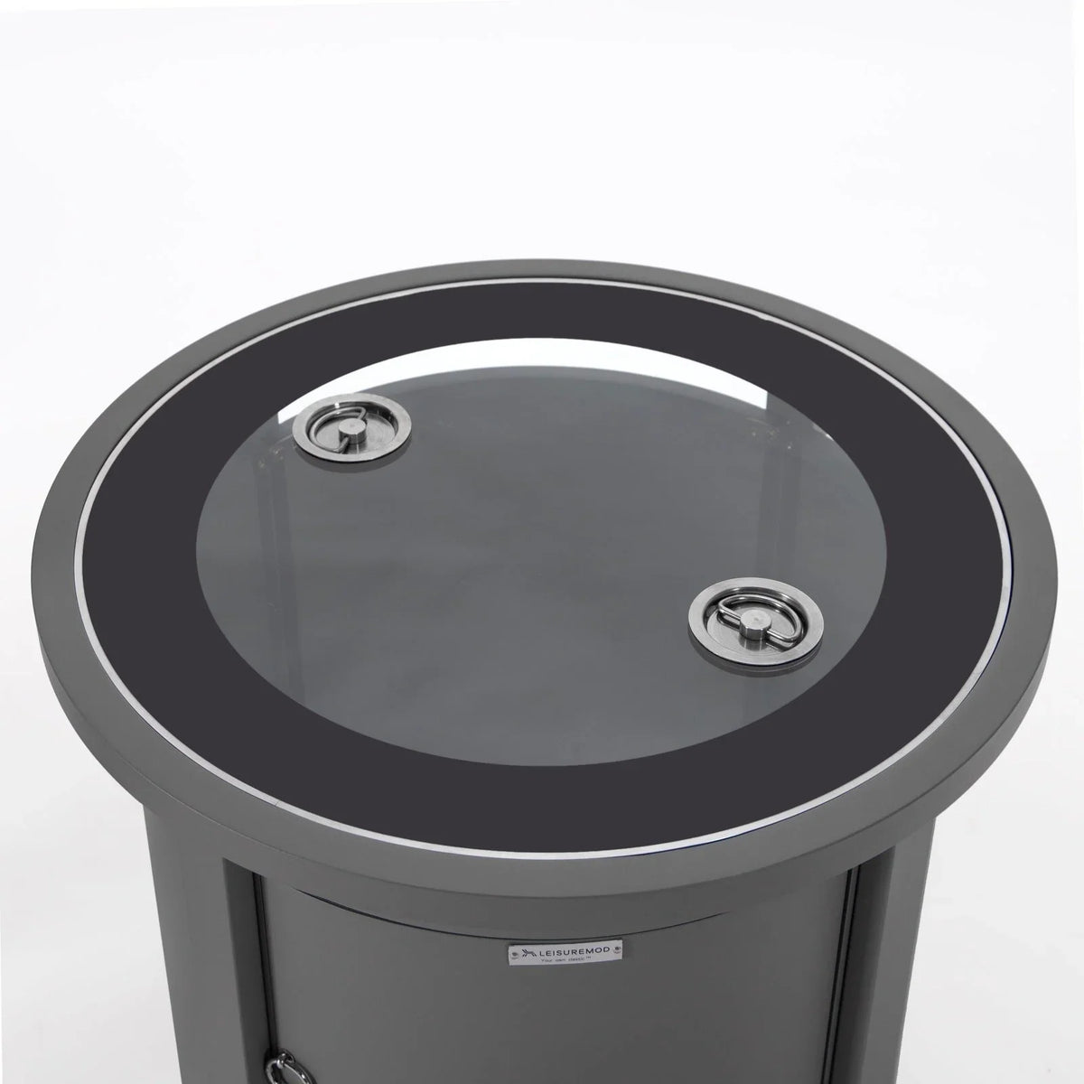 Walbrooke Modern Round Tank Holder Table with Tempered Glass Top and Powder Coated Aluminum - Elax Furniture