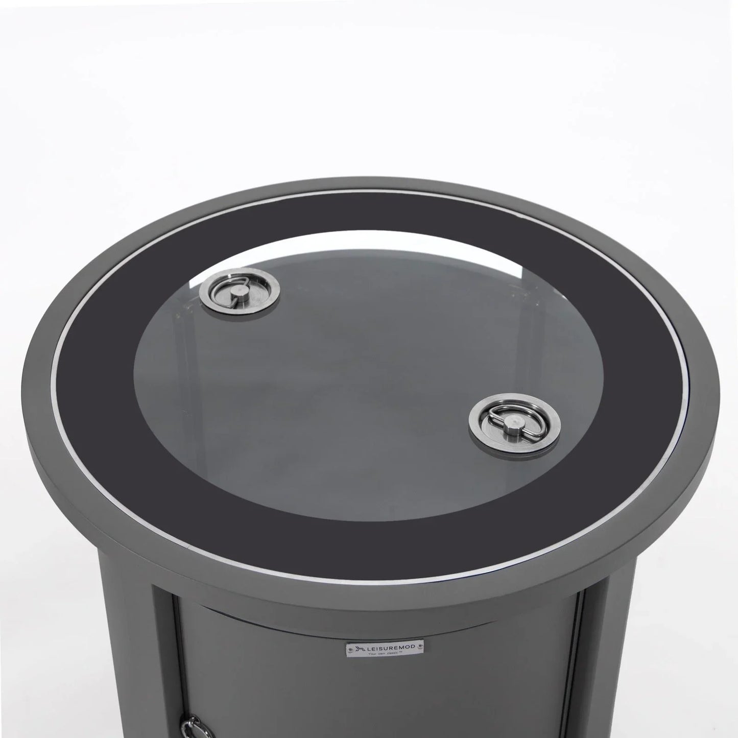 Walbrooke Modern Round Tank Holder Table with Tempered Glass Top and Powder Coated Aluminum - Elax Furniture