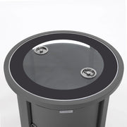 Walbrooke Modern Round Tank Holder Table with Tempered Glass Top and Powder Coated Aluminum - Elax Furniture