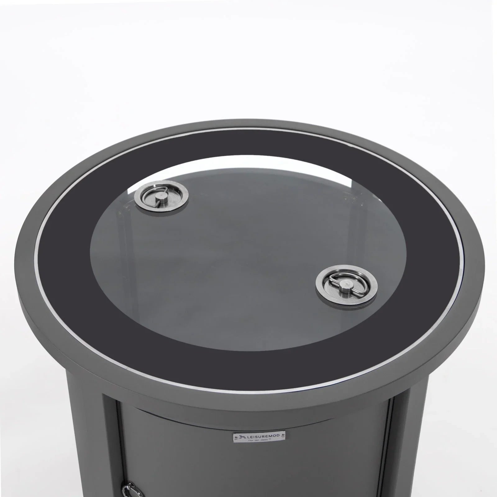 Walbrooke Modern Round Tank Holder Table with Tempered Glass Top and Powder Coated Aluminum - Elax Furniture